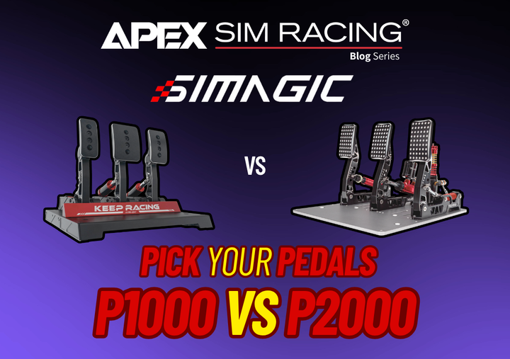 A picture of Simagic P1000 and P2000 Pedals.