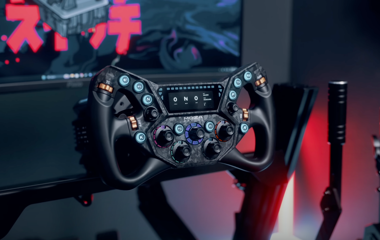 A screenshot from MOZA's KS Pro Steering Wheel feature YouTube video