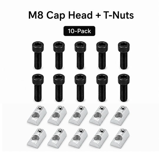 Sim Racing Rig Fastener Kit - Hex Bolts & Spring-Loaded T-Nuts | 40 Series (8mm T-Slot)