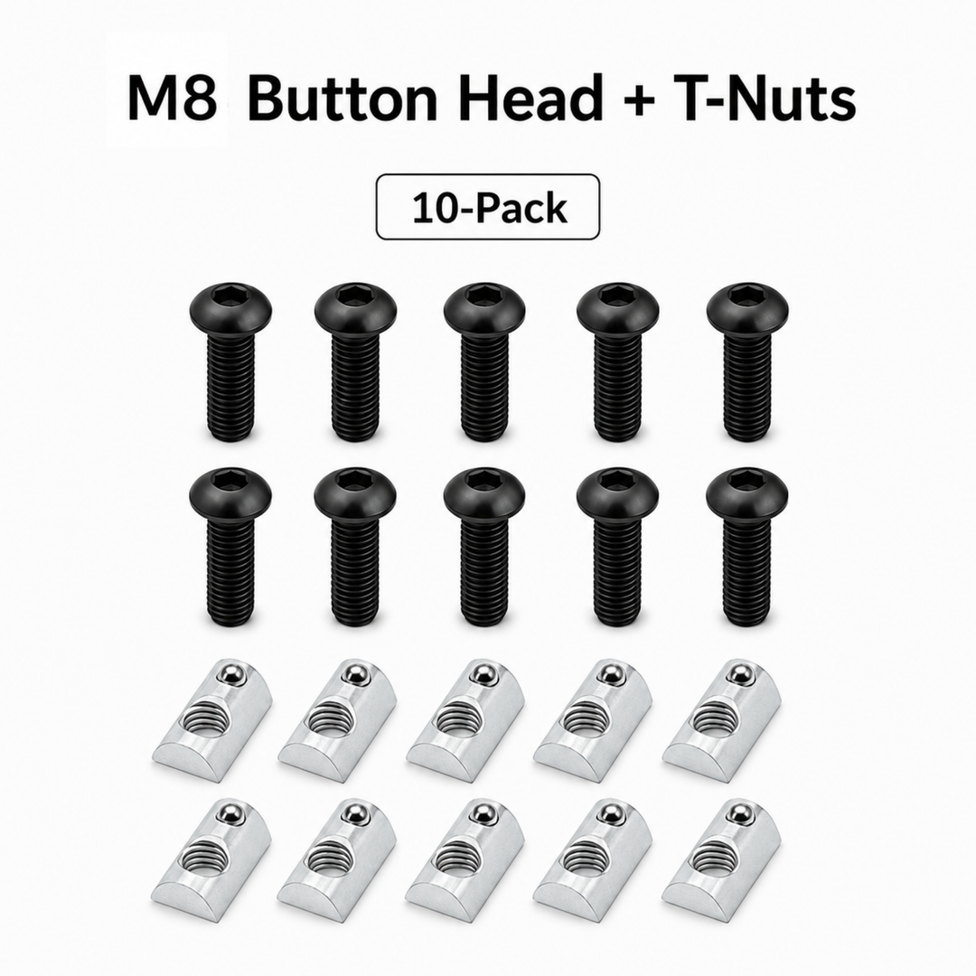 Sim Racing Rig Fastener Kit - Hex Bolts & Spring-Loaded T-Nuts | 40 Series (8mm T-Slot)