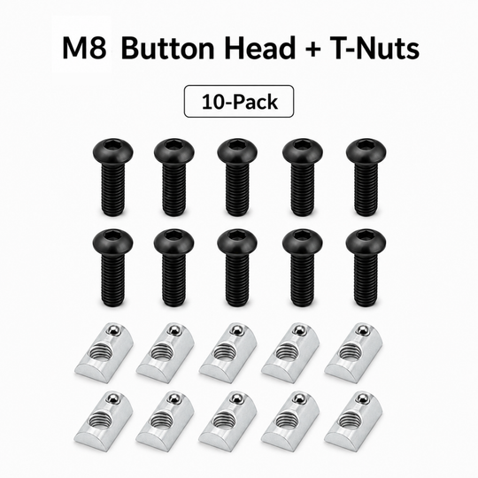 Sim Racing Rig Fastener Kit - Hex Bolts & Spring-Loaded T-Nuts | 40 Series (8mm T-Slot)