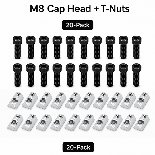 Sim Racing Rig Fastener Kit - Hex Bolts & Spring-Loaded T-Nuts | 40 Series (8mm T-Slot)