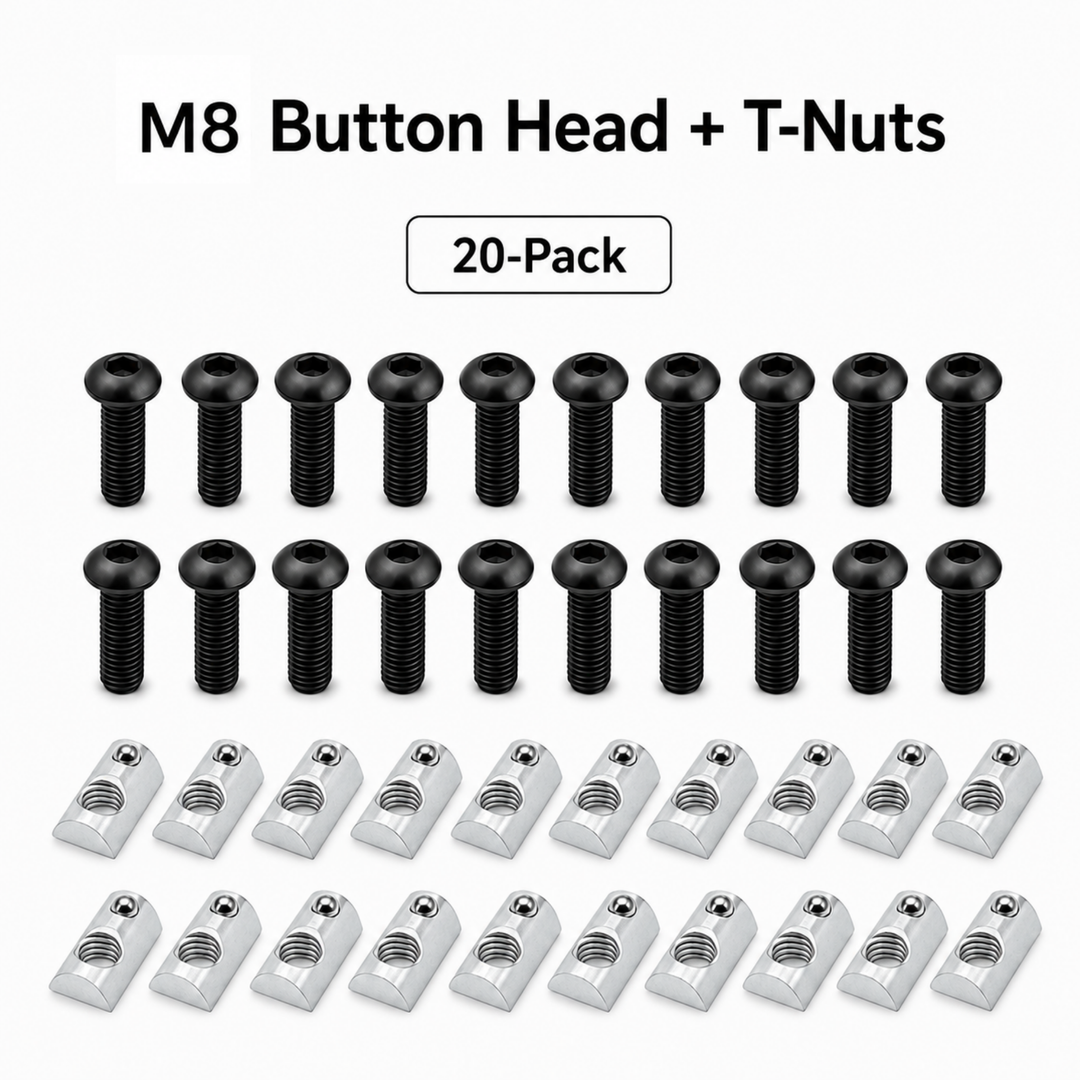 Sim Racing Rig Fastener Kit - Hex Bolts & Spring-Loaded T-Nuts | 40 Series (8mm T-Slot)