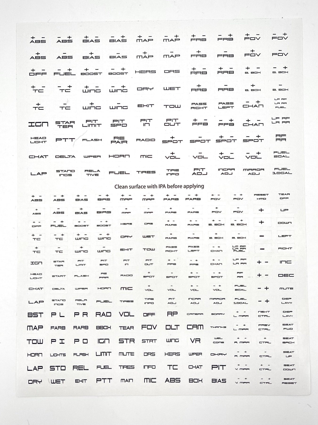 Button Box Label Kit (270 Labels) | Apex Sim Racing | USA Stock | Fast ...