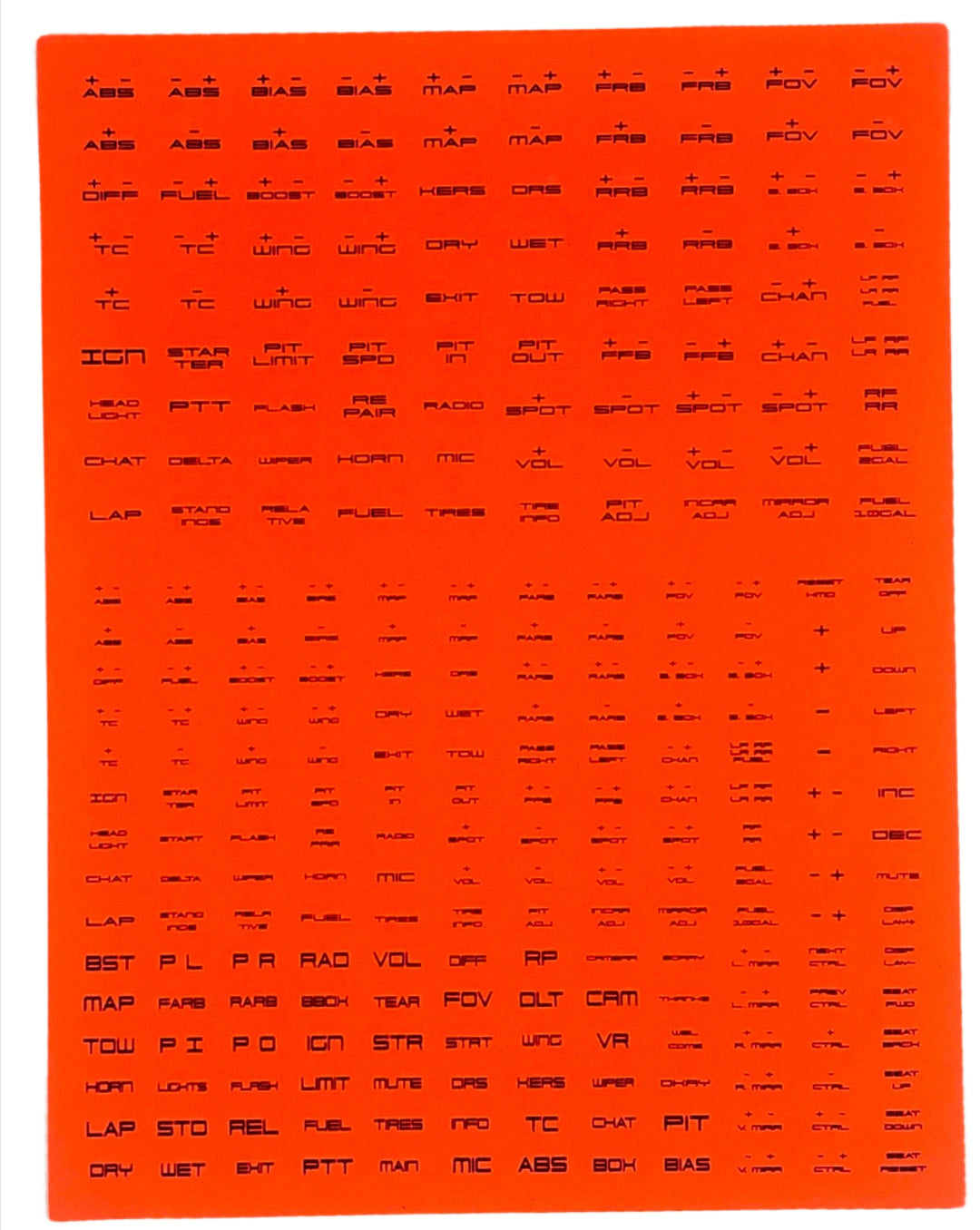Button Box Label Kit (270 Labels) – Apex Sim Racing