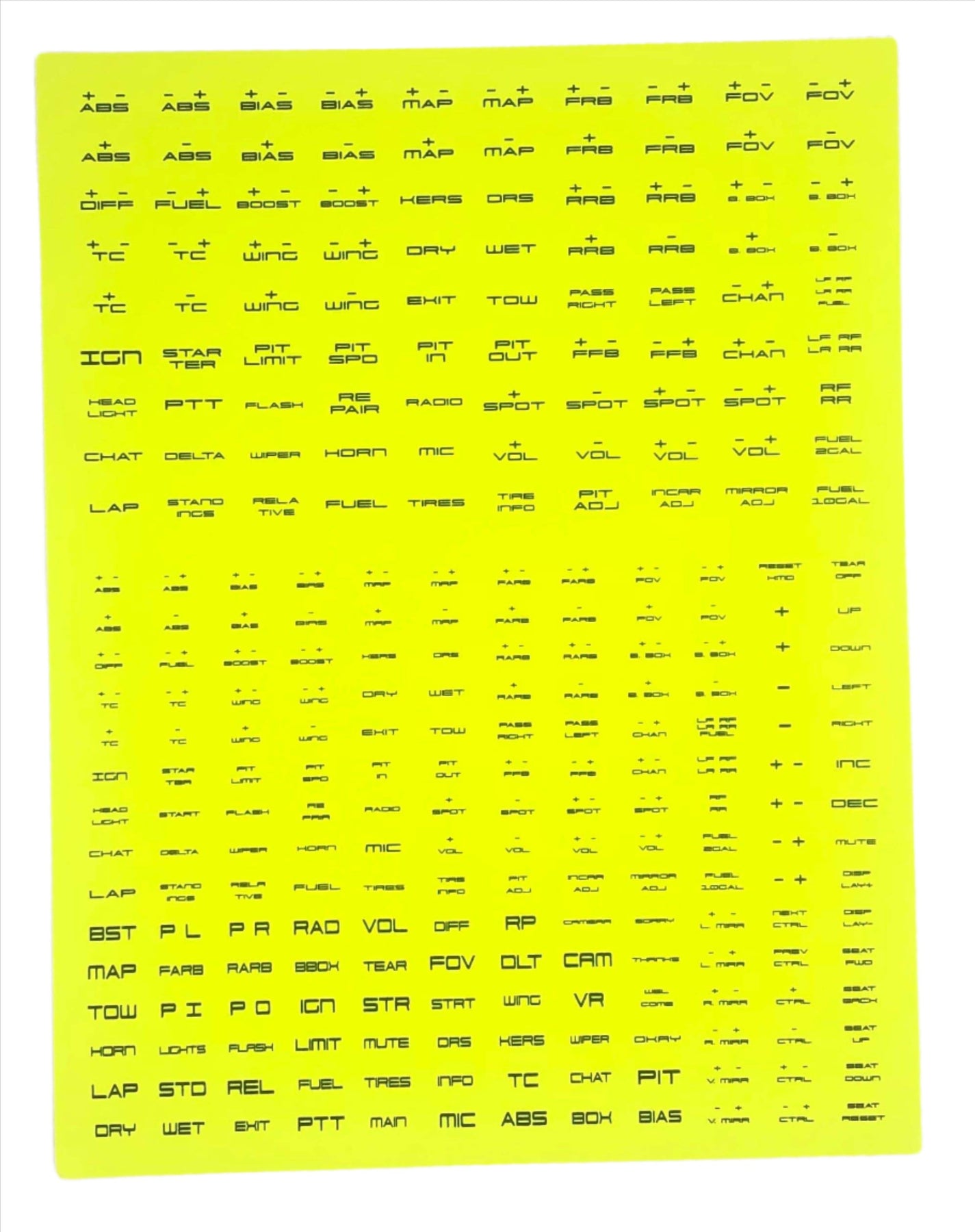 Button Box Label Kit (270 Labels) | Apex Sim Racing | USA Stock | Fast ...