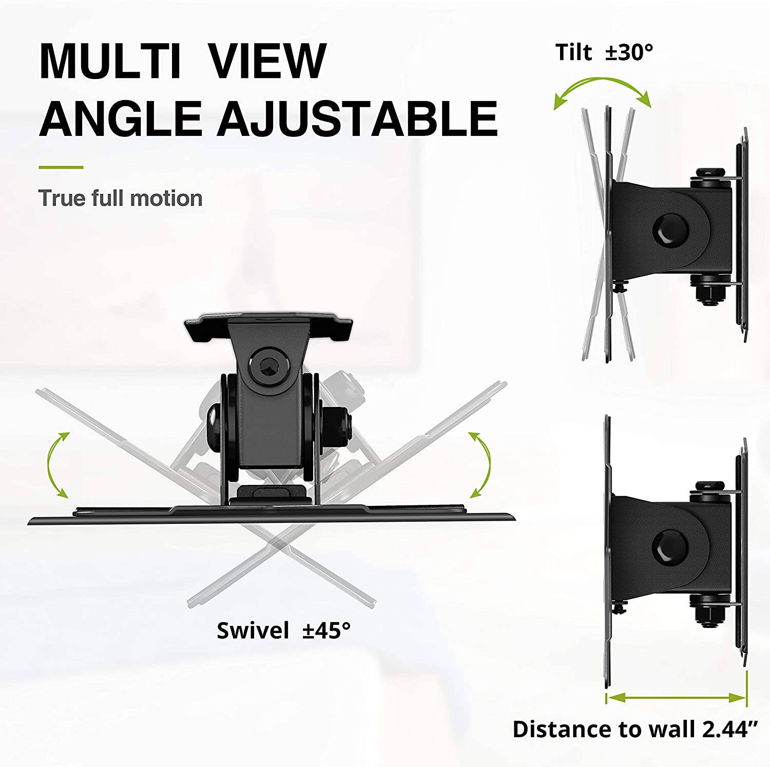 USX Mount TV Wall Mount with Adjustable Tilt Swivel for 10inch to 26inch TV & Monitor, Weight Capacity 22 lbs, Size: 4.92 x 4.53 x 2.56, Black