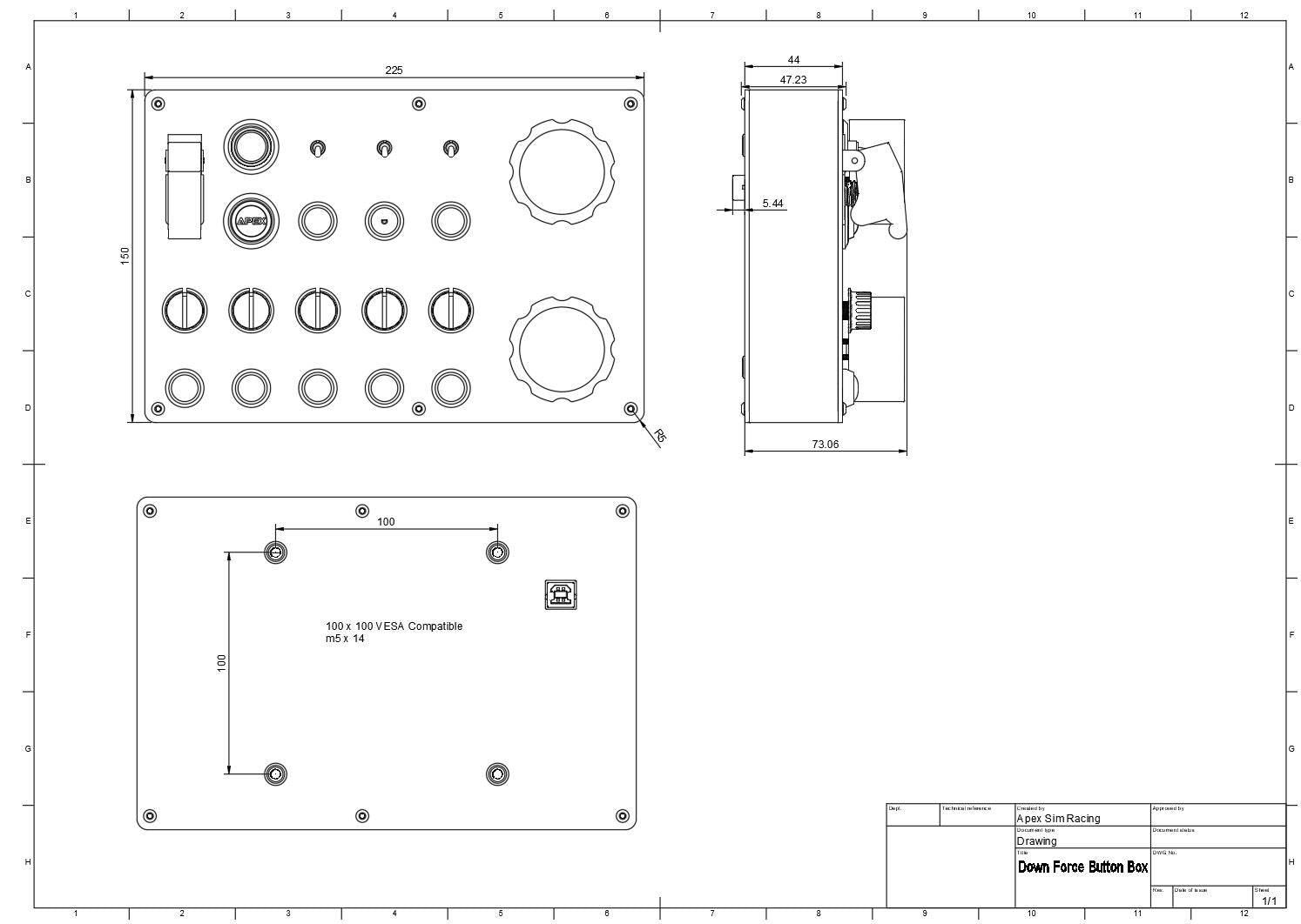 Apex Sim Racing Downforce Button Box