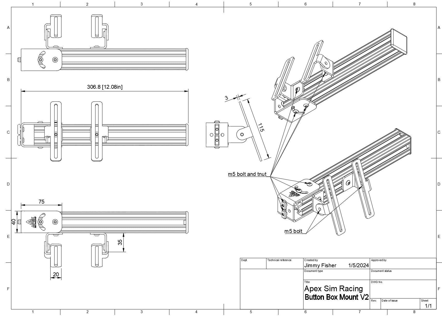 Sim Racing Button Box Mount v2 | Apex Sim Racing