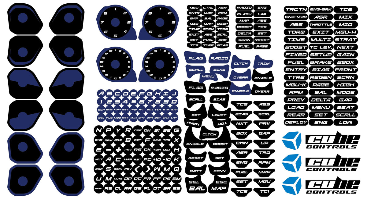 Modulating Control Sticker Cube Controls Sticker Kits | Apex Sim Racing | USA Stock | Fast Shipping