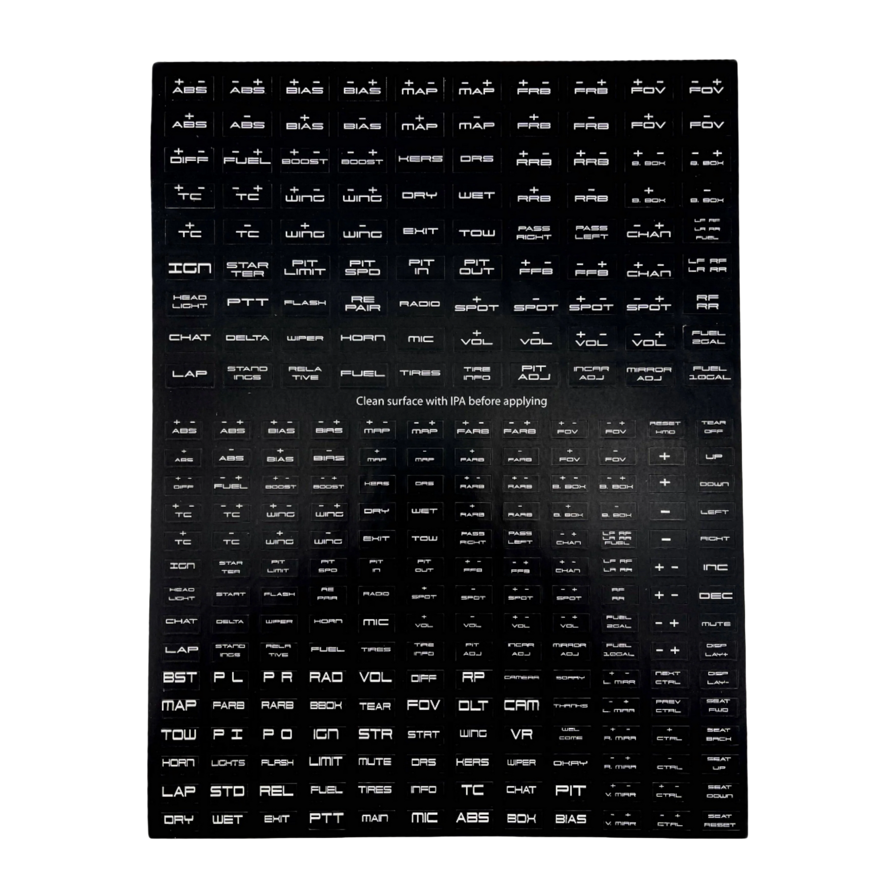 Button Box Label Kit (270 Labels) – Apex Sim Racing