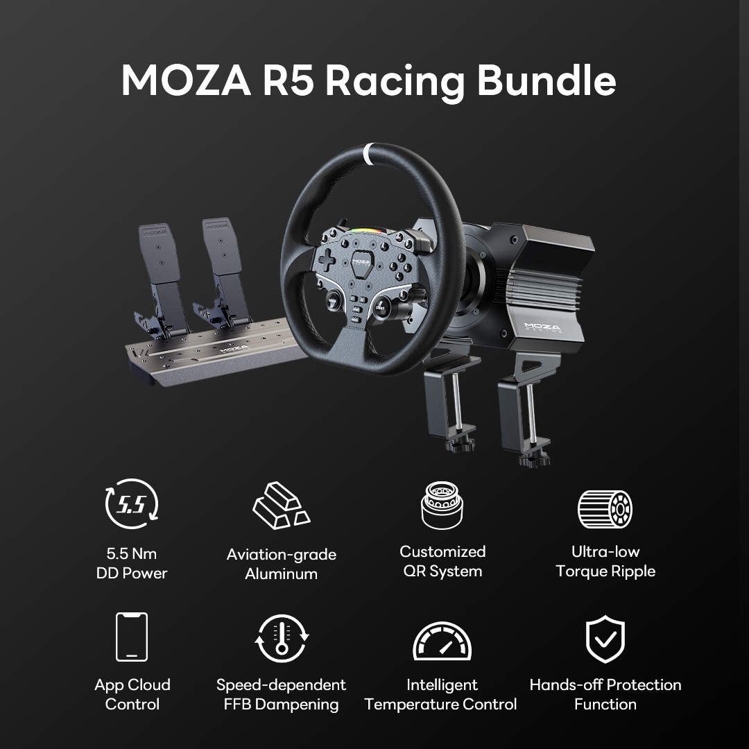 Moza Racing r5 Sim Racing Bundle Spec Sheet