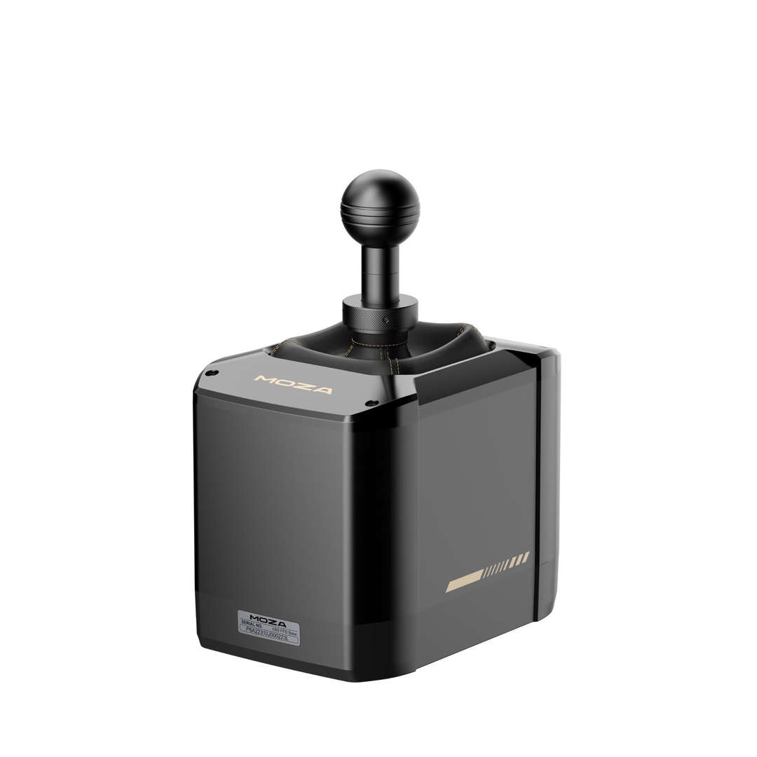 Moza Racing Active Shifter round shifter knob attached to AB9 base