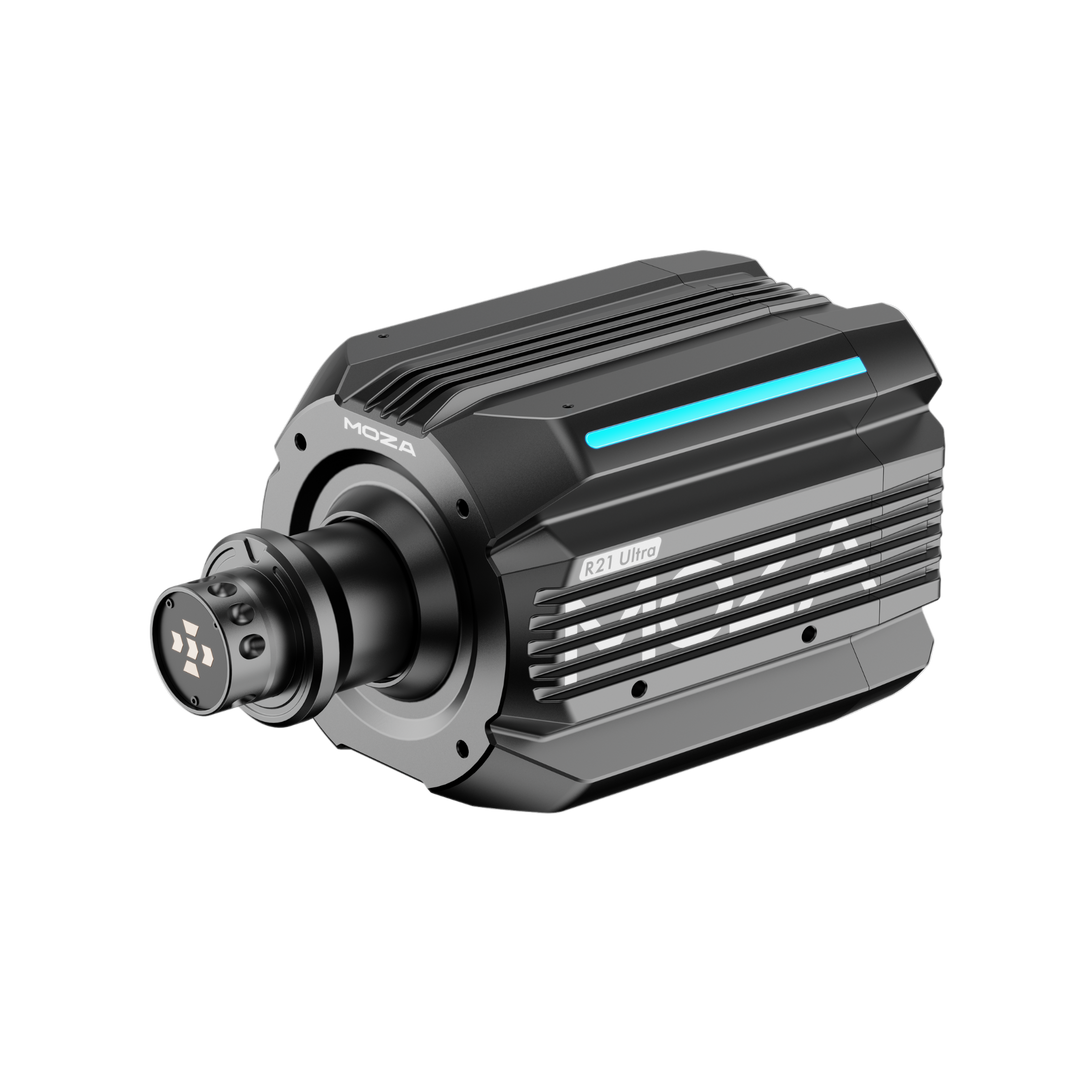 Moza R21 Ultra wheelbase front left view