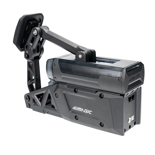 Simagic P-Active Pedal showing the CNC aluminum frame and control housing
