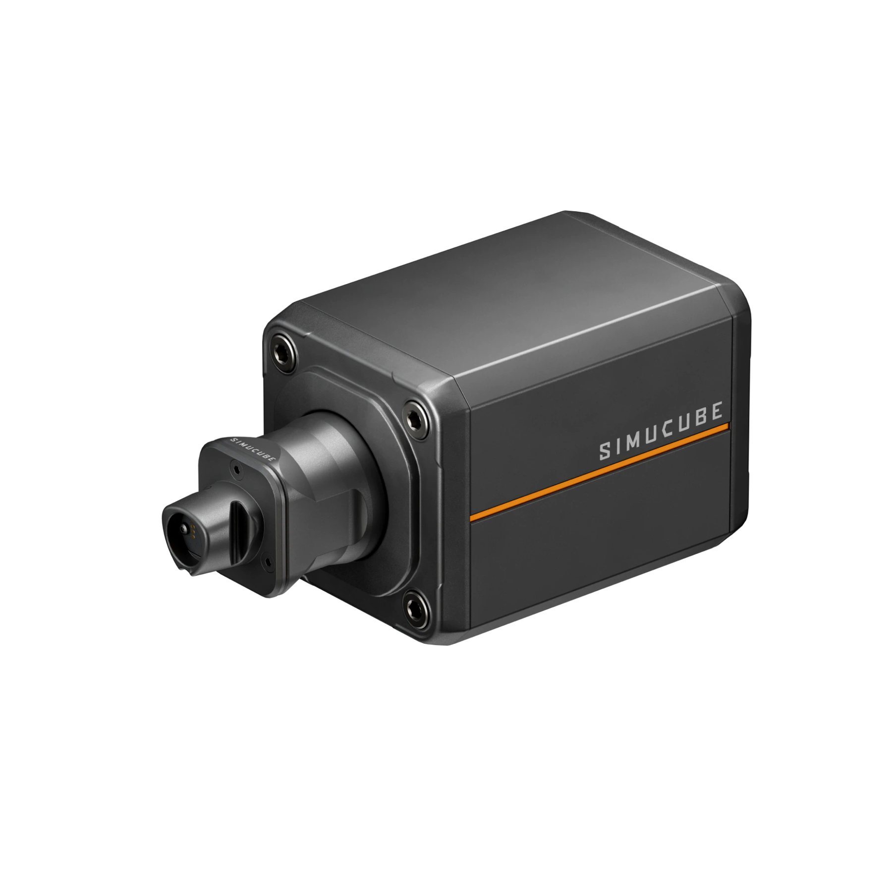 A picture of the Simucube 3 Sport facing left. 