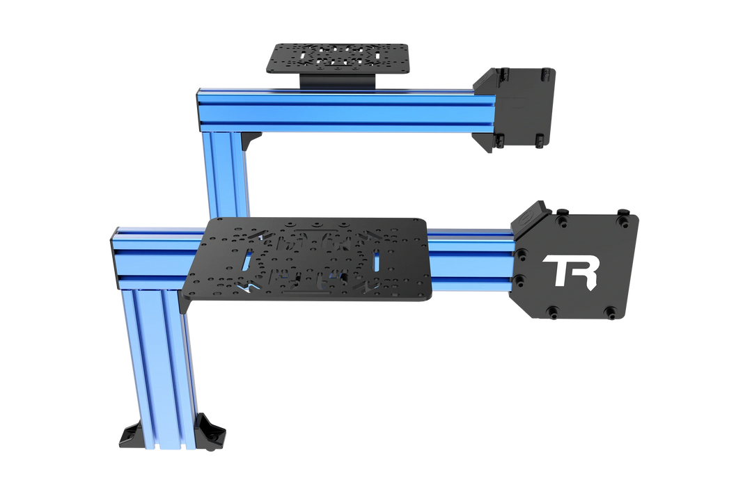 Flight Sim Control Mounts with 2 Side Supports for all Aluminum Cockpits - Blue