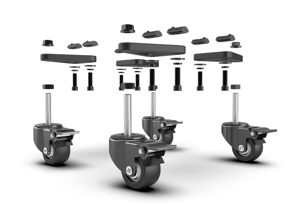 Universal Caster Wheels with Brake & Mounting Brackets