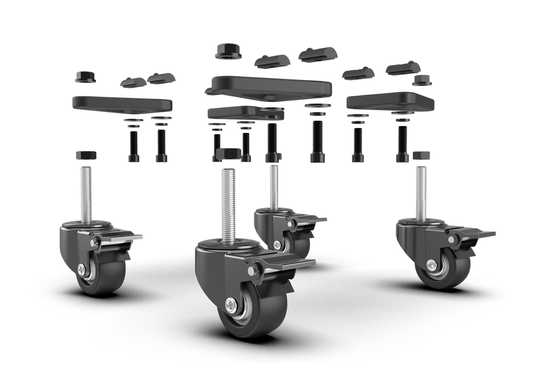 Universal Caster Wheels with Brake & Mounting Brackets