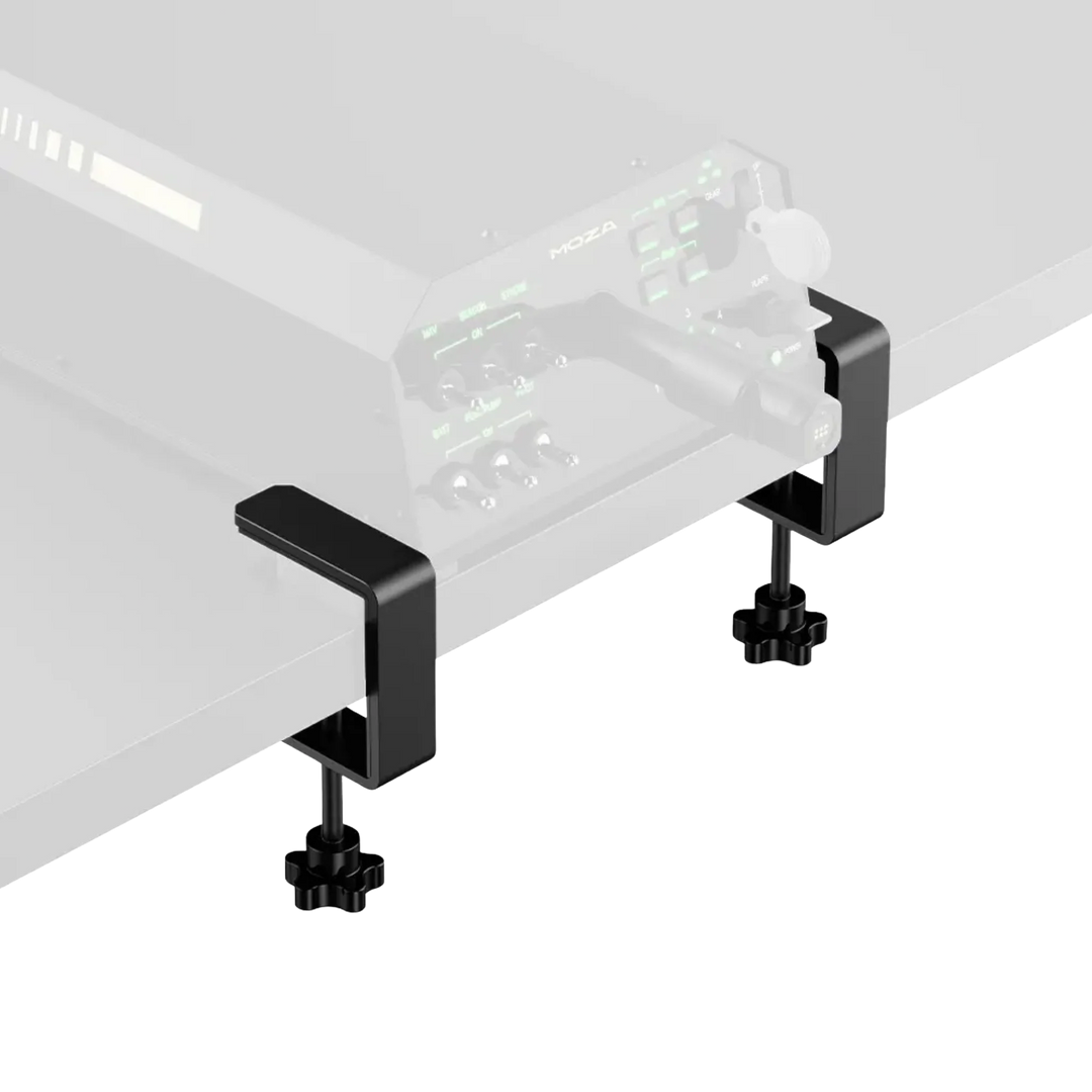A table clamp for YOKE to secure flight base to table.