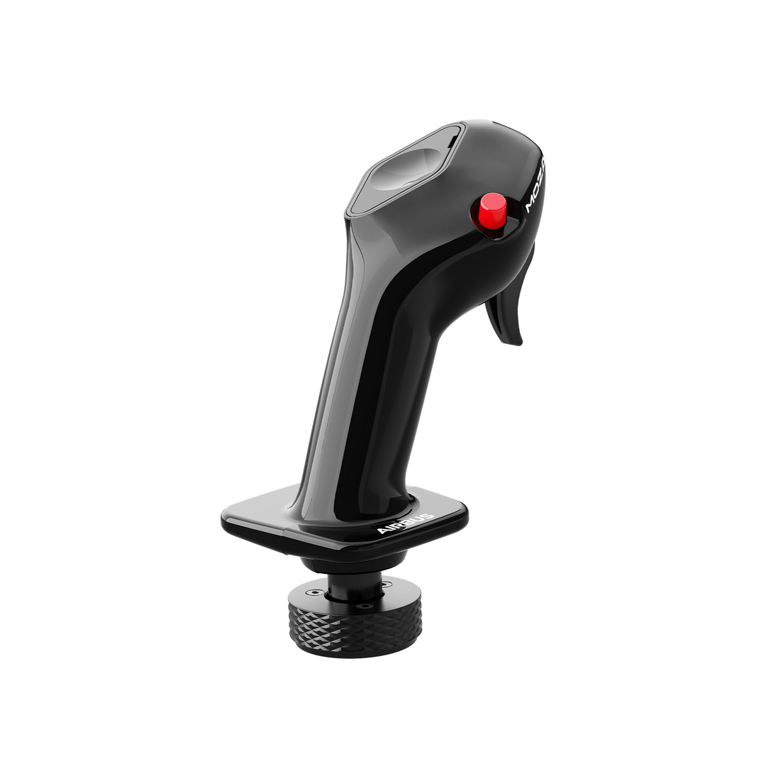 Moza MA3F Airbus Sidestick with the magnetic hat switch cover fitted