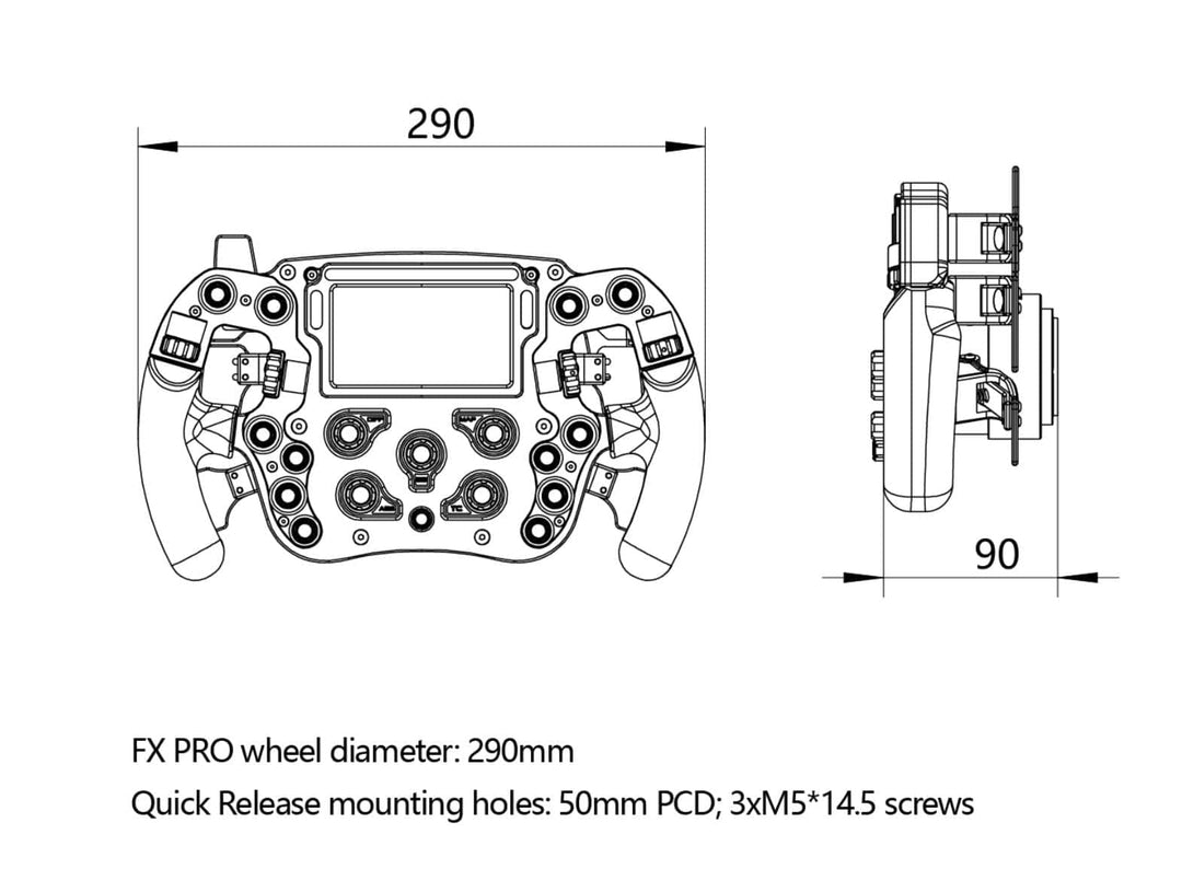 Simagic FX Pro formula sim racing wheel, angled view