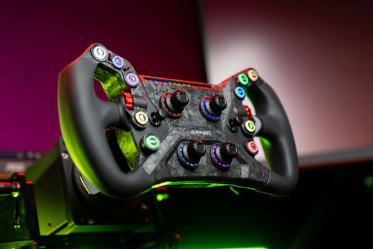 Simagic GT Neo carbon composite steering wheel, angled view
