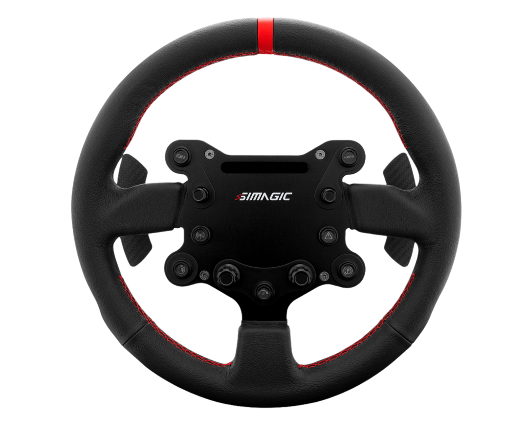 Simagic GTS leather sim racing steering wheel, front view