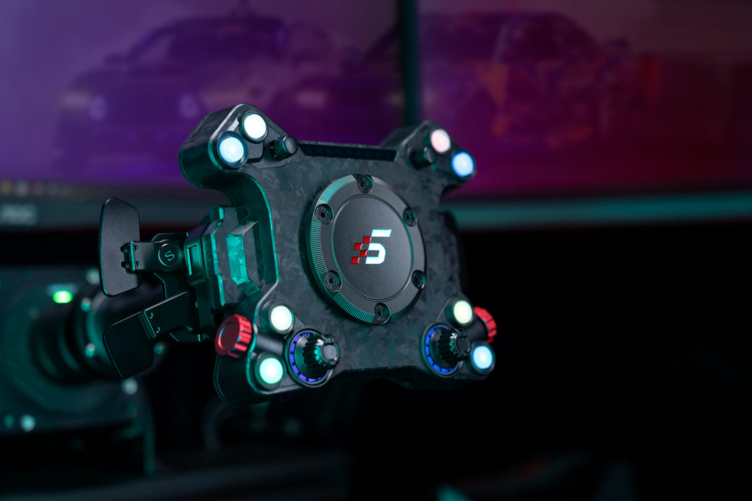 Simagic Neo X Hub illuminated button and display detail