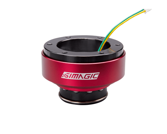 Simagic quick release half, rear view showing mounting pattern